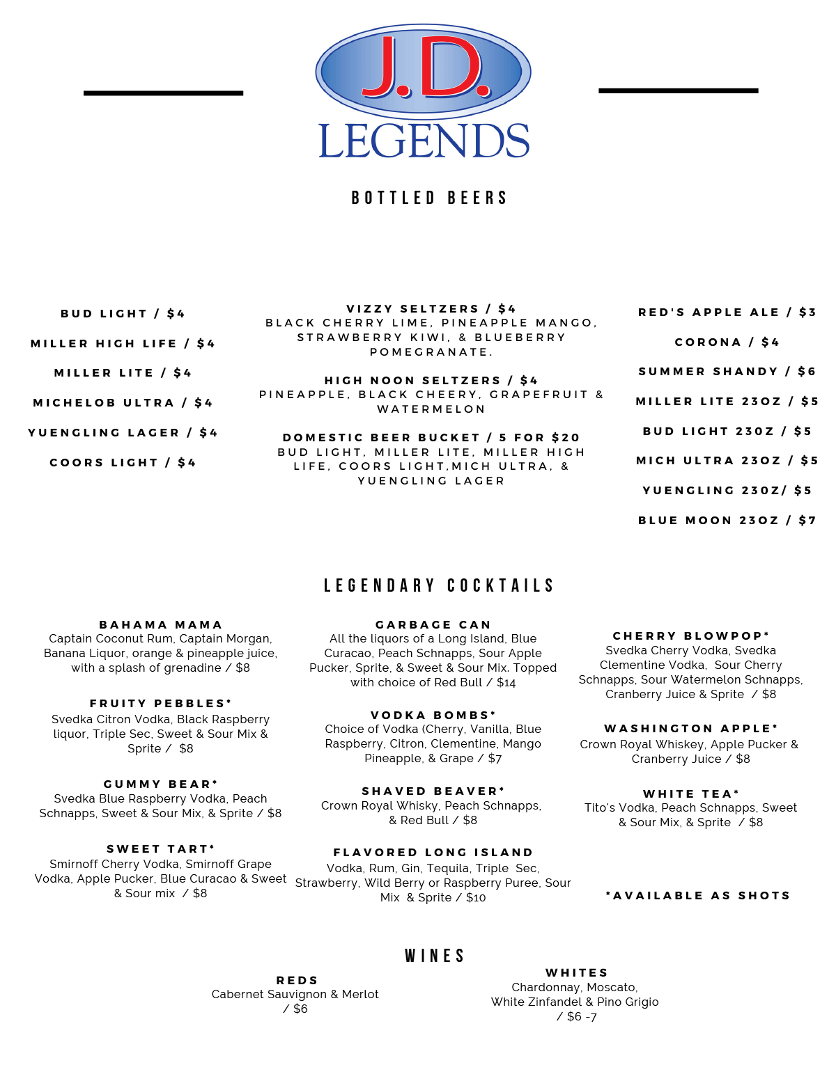 Legends Menu